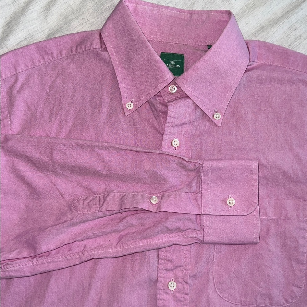 SID Mashburn Dress Shirt 15.5/35 Pink Linen Button‎ Down